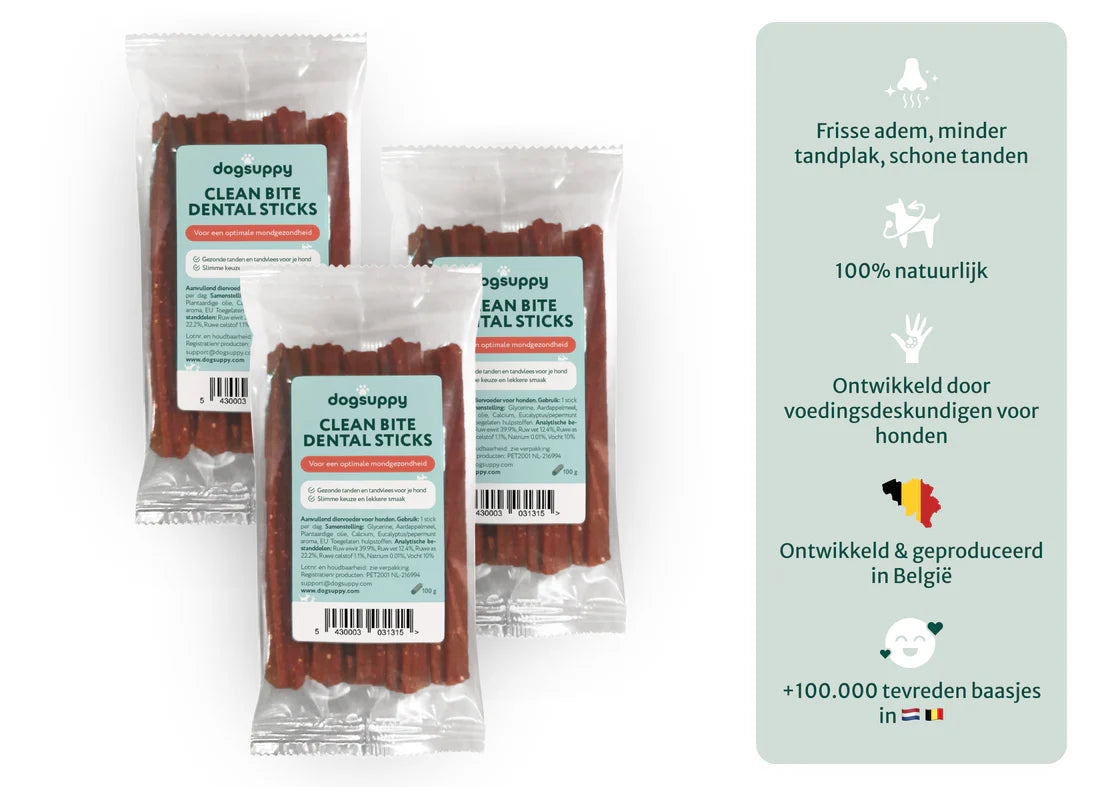 DS Schone tanden en verwijderen van tandplak | Clean Bite Premium Sticks | 5 Sticks per zakje
